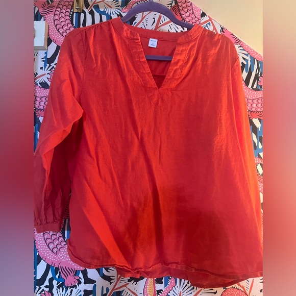 Linen long sleeve blouse size small orangey red - Picture 1 of 6
